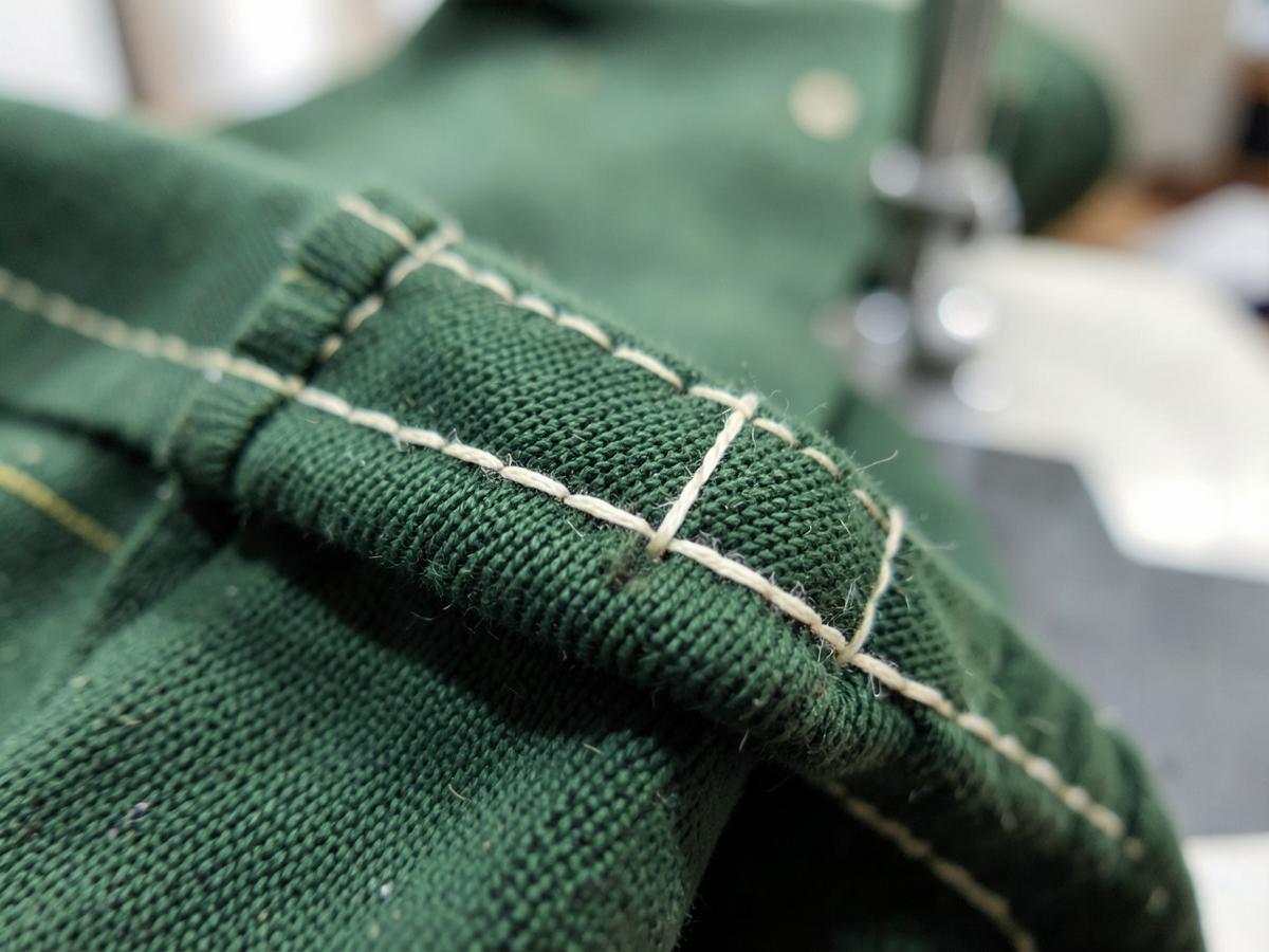 Trouser hem shortened and topstitched