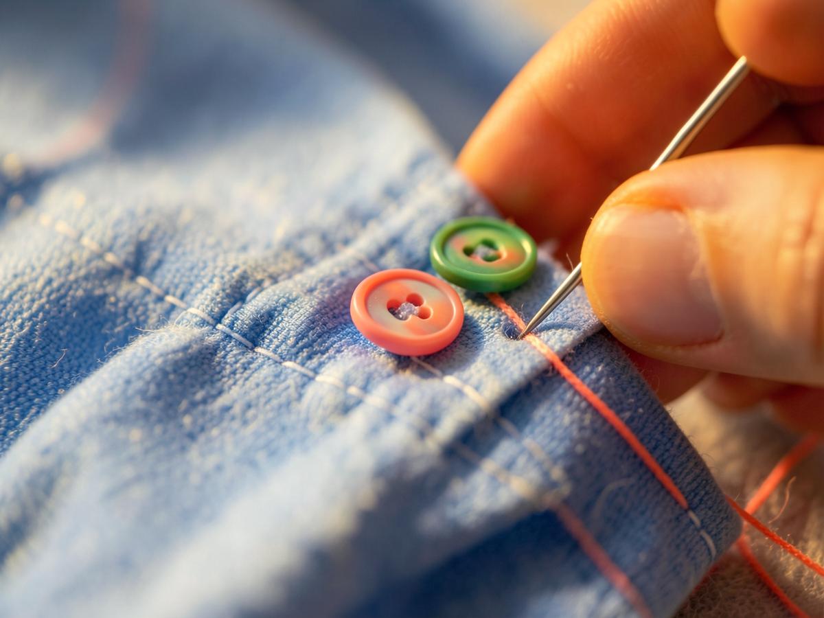 Buttons replaced on a shirt cuff