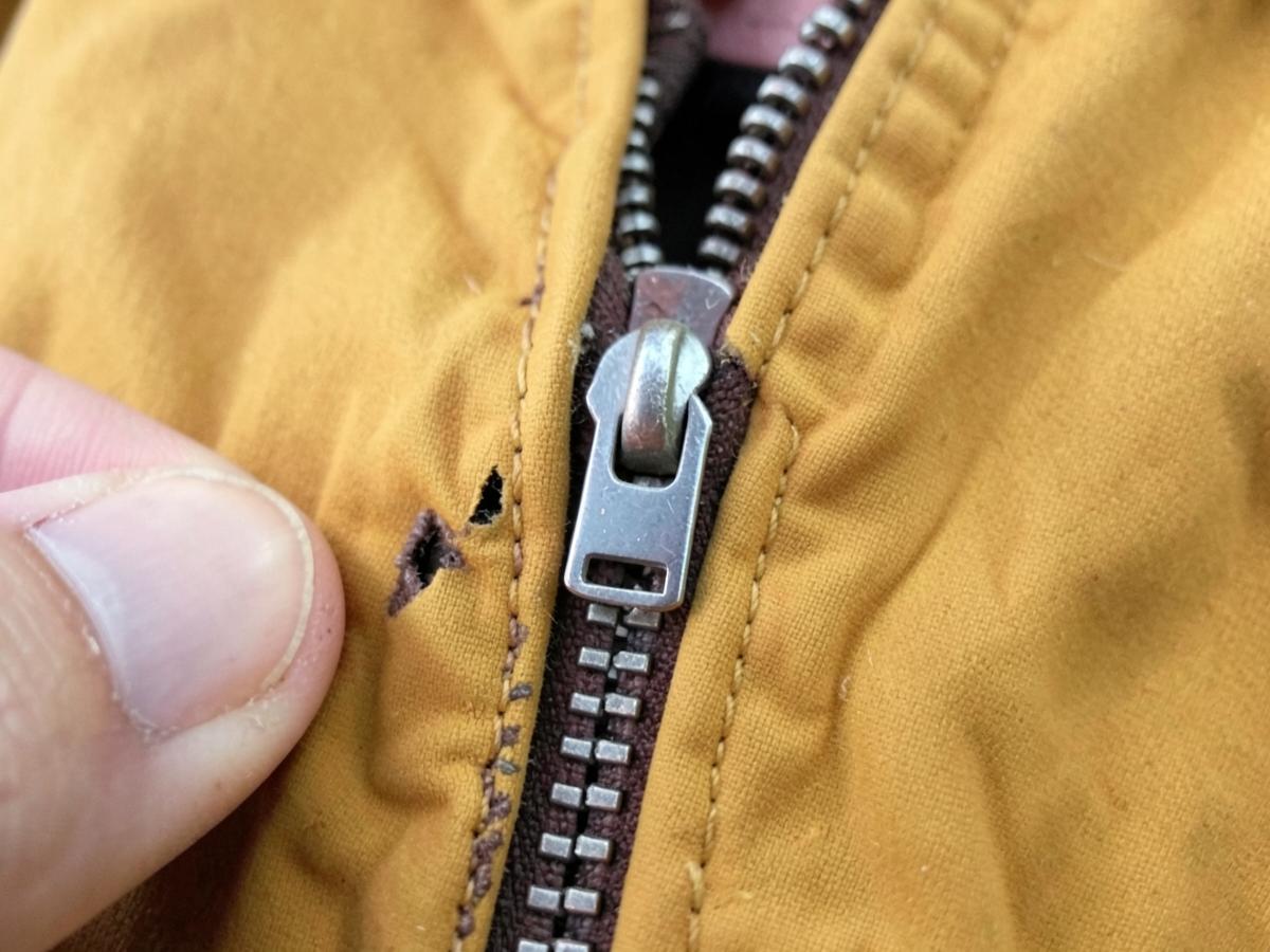 Jacket zip before repair